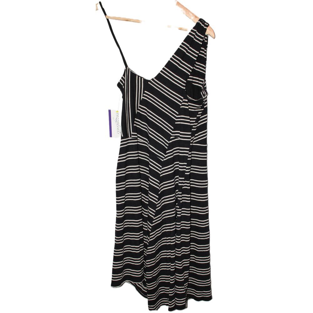 NWOT Womens Maeve Anthropologie Black White Striped One Shoulder Dress Size XS